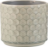 J-Line Bloempot Ruit Keramiek Grijs Large Set van 3 stuks