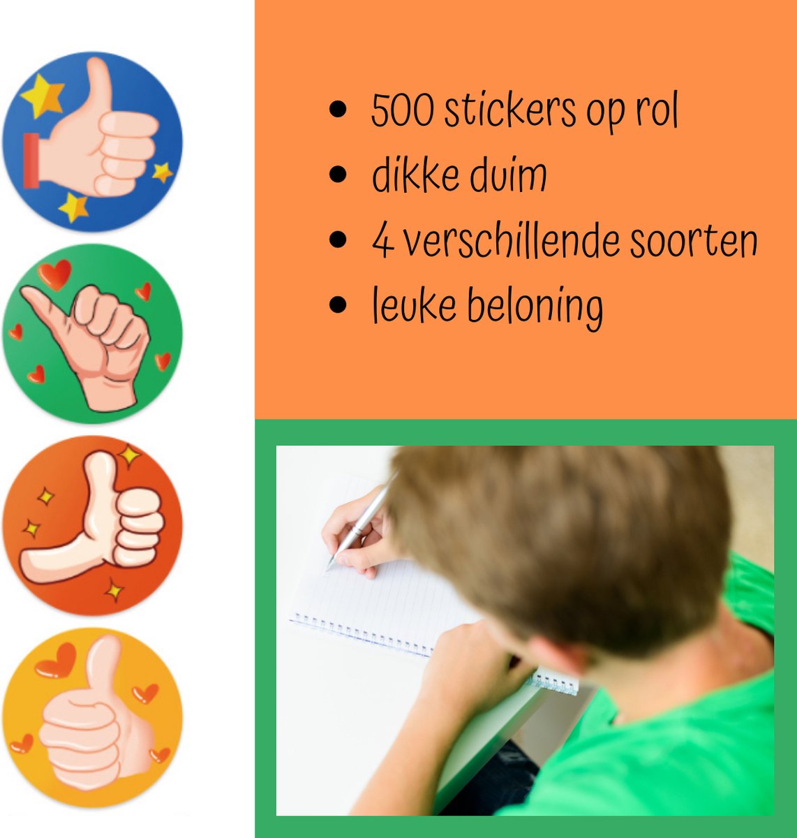 beloningssticker - stickerrol - 500 stickers op rol - beloningssysteem - stickers voor kinderen - Blijderij- — afbeelding 3