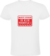 Ik kijk formule 1 | Heren T-shirt | Rood | Wit | Niet Storen | Waarschuwingsbord | TV voor sport