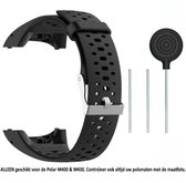 Zwart siliconen wearable bandje voor de Polar M400 en M430 - horlogeband - polsband - strap - siliconen - rubber - black - Maat: One size