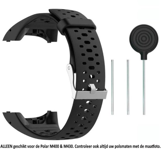Bracelet portable en silicone Zwart pour Polar M400 et M430 - bracelet de montre - bracelet - bracelet - silicone - caoutchouc - noir - Taille : Taille Taille unique