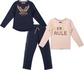 DJ Dutchjeans - kledingset - SET(3delig) - Broek Navy - Shirt Roze - Shirt Navy - Maat 116