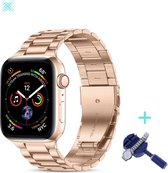 MY PROTECT® Luxe Metalen Armband Voor Apple Watch Series 1/2/3/4/5/6/7/8/SE/Ultra 42/44/45/49mm Horloge Bandje - iWatch Schakel Polsband Strap RVS - Stainless Steel Watch Band - Ro