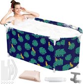 Draagbare Opvouwbare baden-150L 120cm-met Waterafvoer-voor binnen Volwassen Douche-Leaf-Blauw Groen