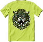 Tijger - Dieren Mandala T-Shirt | Lichtblauw | Grappig Verjaardag Zentangle Dierenkop Cadeau Shirt | Dames - Heren - Unisex | Wildlife Tshirt Kleding Kado | - Groen - M