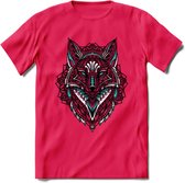 Vos - Dieren Mandala T-Shirt | Lichtblauw | Grappig Verjaardag Zentangle Dierenkop Cadeau Shirt | Dames - Heren - Unisex | Wildlife Tshirt Kleding Kado | - Roze - XXL