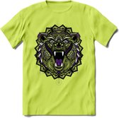 Beer - Dieren Mandala T-Shirt | Paars | Grappig Verjaardag Zentangle Dierenkop Cadeau Shirt | Dames - Heren - Unisex | Wildlife Tshirt Kleding Kado | - Groen - L