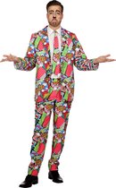 Wilbers - Hippie Kostuum - Pop Art Strip - Man - multicolor - Maat 60 - Carnavalskleding - Verkleedkleding