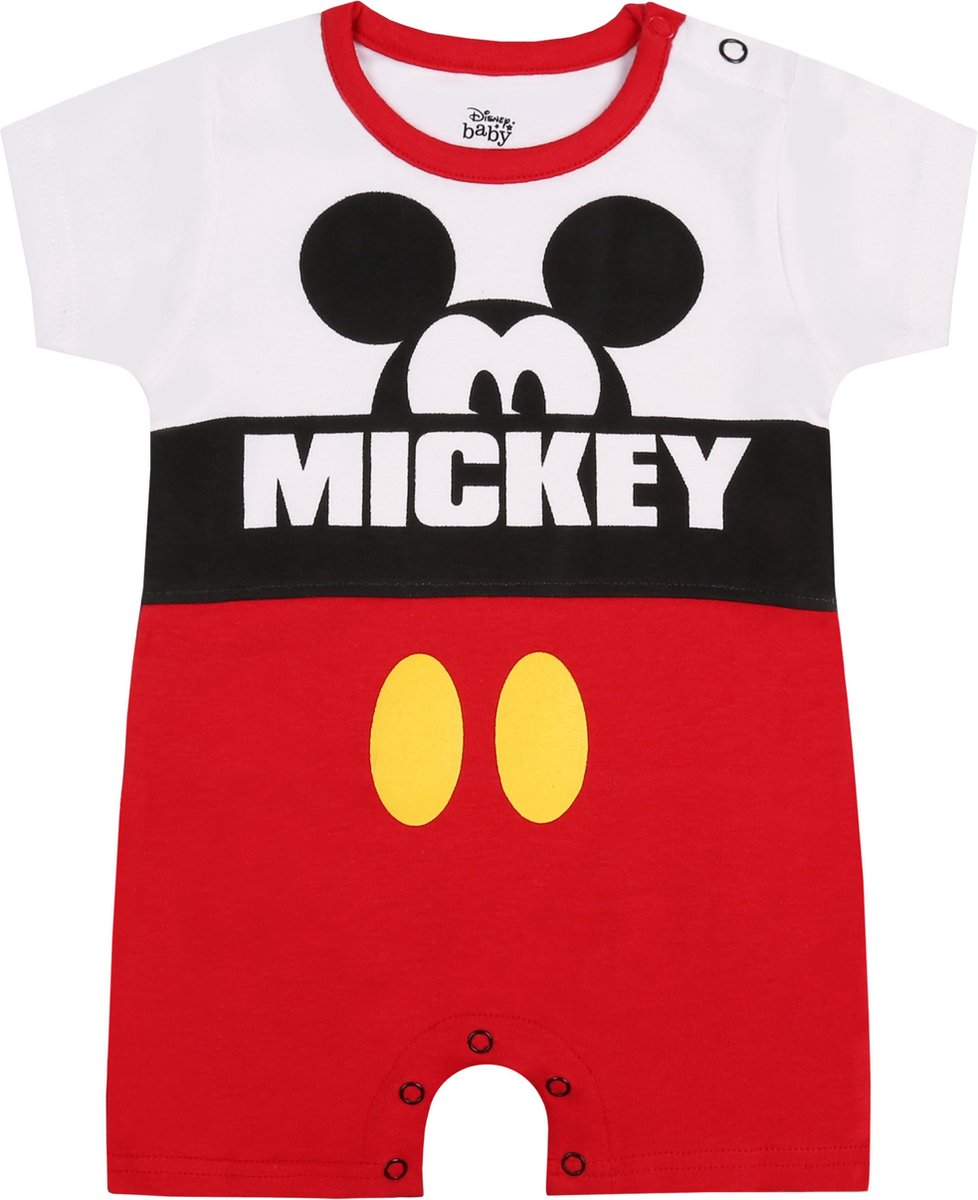 Wit-rode romper met afbeelding van Mickey Mouse / 62 cm
