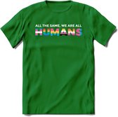 All The Same | Pride T-Shirt | Grappig LHBTIQ+ / LGBTQ / Gay / Homo / Lesbi Cadeau Shirt | Dames - Heren - Unisex | Tshirt Kleding Kado | - Donker Groen - S