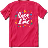 Love Is Love | Pride T-Shirt | Grappig LHBTIQ+ / LGBTQ / Gay / Homo / Lesbi Cadeau Shirt | Dames - Heren - Unisex | Tshirt Kleding Kado | - Roze - XXL