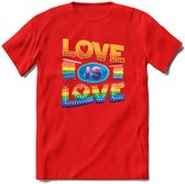 Love Is Love | Pride T-Shirt | Grappig LHBTIQ+ / LGBTQ / Gay / Homo / Lesbi Cadeau Shirt | Dames - Heren - Unisex | Tshirt Kleding Kado | - Rood - M