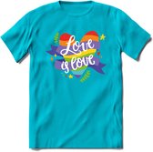 Love Is Love | Pride T-Shirt | Grappig LHBTIQ+ / LGBTQ / Gay / Homo / Lesbi Cadeau Shirt | Dames - Heren - Unisex | Tshirt Kleding Kado | - Blauw - M