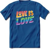 Love Is Love | Pride T-Shirt | Grappig LHBTIQ+ / LGBTQ / Gay / Homo / Lesbi Cadeau Shirt | Dames - Heren - Unisex | Tshirt Kleding Kado | - Donker Blauw - XXL