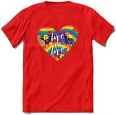 Love Is Love | Pride T-Shirt | Grappig LHBTIQ+ / LGBTQ / Gay / Homo / Lesbi Cadeau Shirt | Dames - Heren - Unisex | Tshirt Kleding Kado | - Rood - XXL