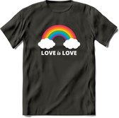 Love Is Love | Pride T-Shirt | Grappig LHBTIQ+ / LGBTQ / Gay / Homo / Lesbi Cadeau Shirt | Dames - Heren - Unisex | Tshirt Kleding Kado | - Donker Grijs - 3XL