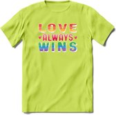 Love Wins | Pride T-Shirt | Grappig LHBTIQ+ / LGBTQ / Gay / Homo / Lesbi Cadeau Shirt | Dames - Heren - Unisex | Tshirt Kleding Kado | - Groen - S