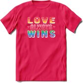 Love Wins | Pride T-Shirt | Grappig LHBTIQ+ / LGBTQ / Gay / Homo / Lesbi Cadeau Shirt | Dames - Heren - Unisex | Tshirt Kleding Kado | - Roze - S