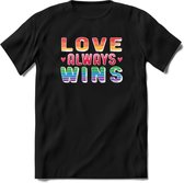 Love Wins | Pride T-Shirt | Grappig LHBTIQ+ / LGBTQ / Gay / Homo / Lesbi Cadeau Shirt | Dames - Heren - Unisex | Tshirt Kleding Kado | - Zwart - S