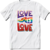 Love Is Love | Pride T-Shirt | Grappig LHBTIQ+ / LGBTQ / Gay / Homo / Lesbi Cadeau Shirt | Dames - Heren - Unisex | Tshirt Kleding Kado | - Wit - XXL