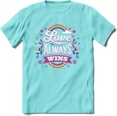 Love Wins | Pride T-Shirt | Grappig LHBTIQ+ / LGBTQ / Gay / Homo / Lesbi Cadeau Shirt | Dames - Heren - Unisex | Tshirt Kleding Kado | - Licht Blauw - S
