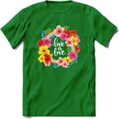 Love Is Love | Pride T-Shirt | Grappig LHBTIQ+ / LGBTQ / Gay / Homo / Lesbi Cadeau Shirt | Dames - Heren - Unisex | Tshirt Kleding Kado | - Donker Groen - 3XL