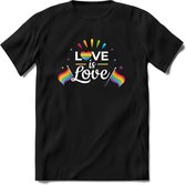 Love Is Love | Pride T-Shirt | Grappig LHBTIQ+ / LGBTQ / Gay / Homo / Lesbi Cadeau Shirt | Dames - Heren - Unisex | Tshirt Kleding Kado | - Zwart - M