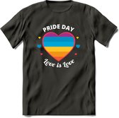 Love Is Love | Pride T-Shirt | Grappig LHBTIQ+ / LGBTQ / Gay / Homo / Lesbi Cadeau Shirt | Dames - Heren - Unisex | Tshirt Kleding Kado | - Donker Grijs - M