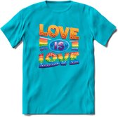 Love Is Love | Pride T-Shirt | Grappig LHBTIQ+ / LGBTQ / Gay / Homo / Lesbi Cadeau Shirt | Dames - Heren - Unisex | Tshirt Kleding Kado | - Blauw - 3XL