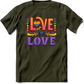 Love Is Love | Pride T-Shirt | Grappig LHBTIQ+ / LGBTQ / Gay / Homo / Lesbi Cadeau Shirt | Dames - Heren - Unisex | Tshirt Kleding Kado | - Leger Groen - XXL