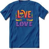 Love Is Love | Pride T-Shirt | Grappig LHBTIQ+ / LGBTQ / Gay / Homo / Lesbi Cadeau Shirt | Dames - Heren - Unisex | Tshirt Kleding Kado | - Donker Blauw - L