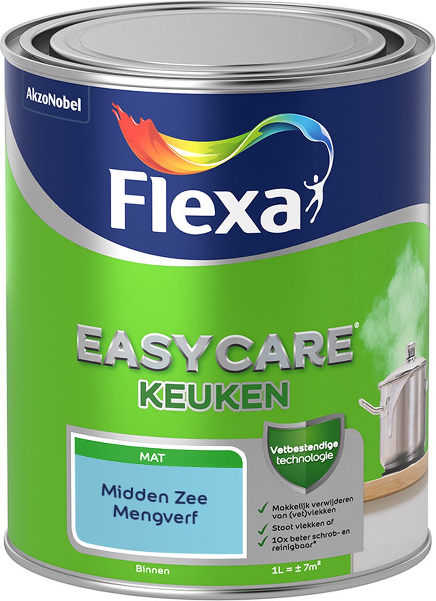 Flexa Easycare Muurverf - Keuken - Mat - Mengkleur - Midden Zee - 1 liter