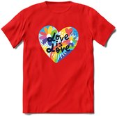 Love Is Love | Pride T-Shirt | Grappig LHBTIQ+ / LGBTQ / Gay / Homo / Lesbi Cadeau Shirt | Dames - Heren - Unisex | Tshirt Kleding Kado | - Rood - XL