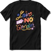 Love Has No Gender | Pride T-Shirt | Grappig LHBTIQ+ / LGBTQ / Gay / Homo / Lesbi Cadeau Shirt | Dames - Heren - Unisex | Tshirt Kleding Kado | - Zwart - L