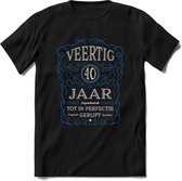 40 Jaar Legendarisch Gerijpt T-Shirt | Blauw - Grijs | Grappig Verjaardag en Feest Cadeau Shirt | Dames - Heren - Unisex | Tshirt Kleding Kado | - Zwart - XXL