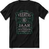 40 Jaar Legendarisch Gerijpt T-Shirt | Aqua - Grijs | Grappig Verjaardag en Feest Cadeau Shirt | Dames - Heren - Unisex | Tshirt Kleding Kado | - Zwart - L