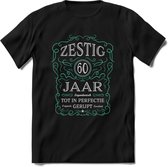 60 Jaar Legendarisch Gerijpt T-Shirt | Aqua - Grijs | Grappig Verjaardag en Feest Cadeau Shirt | Dames - Heren - Unisex | Tshirt Kleding Kado | - Zwart - 3XL