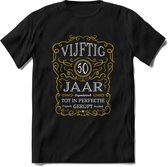 50 Jaar Legendarisch Gerijpt T-Shirt | Geel - Grijs | Grappig Verjaardag en Feest Cadeau Shirt | Dames - Heren - Unisex | Tshirt Kleding Kado | - Zwart - XXL