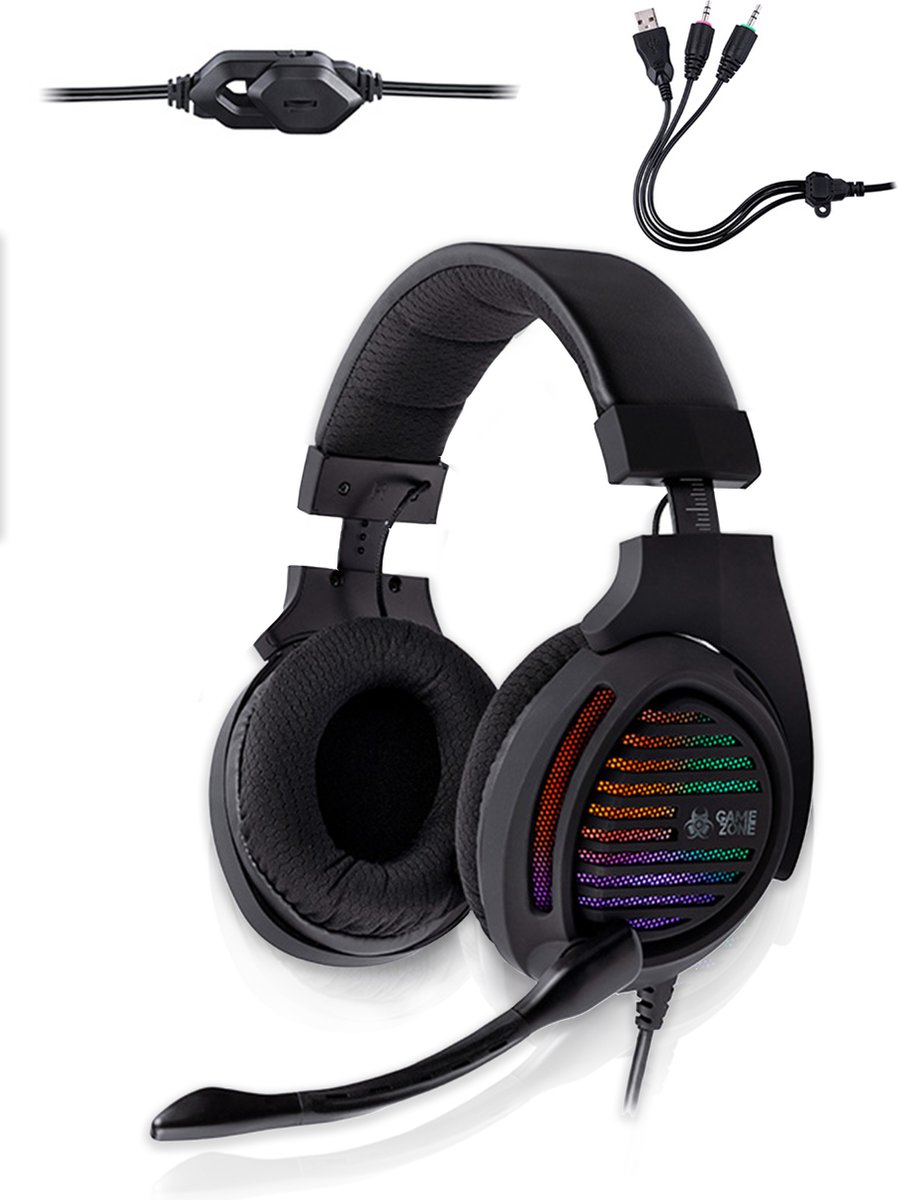 Koptelefoon - Koptelefoon met microfoon - RGB verlichting - Zwart
