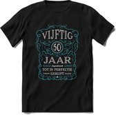 50 Jaar Legendarisch Gerijpt T-Shirt | Lichtblauw - Grijs | Grappig Verjaardag en Feest Cadeau Shirt | Dames - Heren - Unisex | Tshirt Kleding Kado | - Zwart - XL