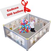 Dendardev® - Speelbox Daria - Grijs 120cm x 120cm x 70cm - CADEAU 100 stuks ballen - Baby Grondbox - Babybox - Draagbaar Kinderbox - Extra Groot - Kinderen