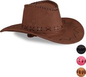 Relaxdays 1x cowboyhoed - carnaval accessoire - western hoed - country hoed - bruin