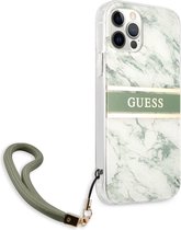 Guess TPU marmeren streep achterkant voor iPhone 12/12 Pro groen