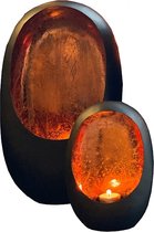 Rapa Egg - kandelaar - standing egg - koper finish - set S & M - hoogte 21 & 38 cm