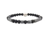 Brisa Gaia | Love you - morsecode armband - Onyx & hematietkralen - Perfect Valentijn cadeau - Antraciet Medium - 18 cm Polsomtrek