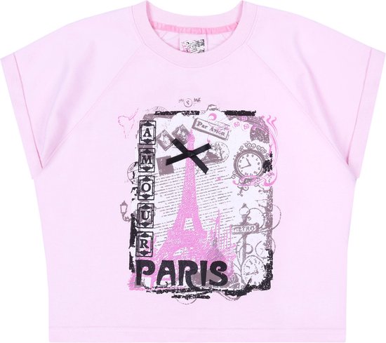 Roze T-shirt met korte mouwen PARIS / 104 cm