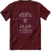 40 Jaar Legendarisch Gerijpt T-Shirt | Paars - Grijs | Grappig Verjaardag en Feest Cadeau Shirt | Dames - Heren - Unisex | Tshirt Kleding Kado | - Burgundy - XXL