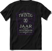 20 Jaar Legendarisch Gerijpt T-Shirt | Paars - Grijs | Grappig Verjaardag en Feest Cadeau Shirt | Dames - Heren - Unisex | Tshirt Kleding Kado | - Zwart - 3XL