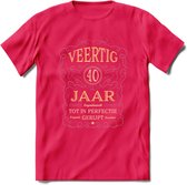 40 Jaar Legendarisch Gerijpt T-Shirt | Oud Roze - Ivoor | Grappig Verjaardag en Feest Cadeau Shirt | Dames - Heren - Unisex | Tshirt Kleding Kado | - Roze - M