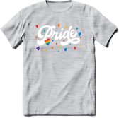 Pride T-Shirt | Grappig LHBTIQ+ / LGBTQ / Gay / Homo / Lesbi Cadeau Shirt | Dames - Heren - Unisex | Tshirt Kleding Kado | - Licht Grijs - Gemaleerd - XL